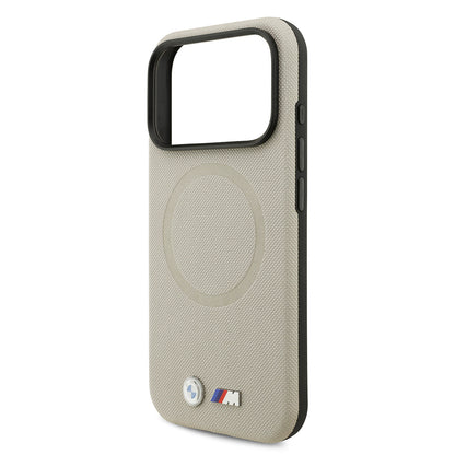 Apple iPhone 17 Pro Kılıf BMW Orjinal Lisanslı M-safe Şarj Özellikli Metal Logolu Delikli M Dizayn Deri Kapak Füme