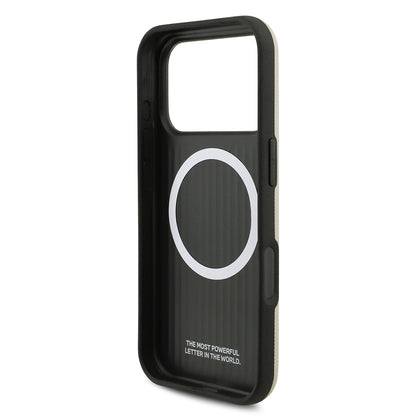 Apple iPhone 17 Pro Kılıf BMW Orjinal Lisanslı M-safe Şarj Özellikli Metal Logolu Delikli M Dizayn Deri Kapak Gri