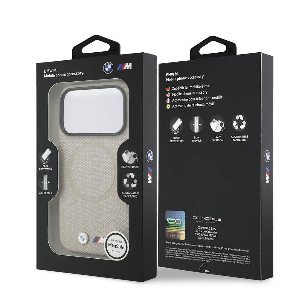 Apple iPhone 17 Pro Kılıf BMW Orjinal Lisanslı M-safe Şarj Özellikli Metal Logolu Delikli M Dizayn Deri Kapak Lacivert