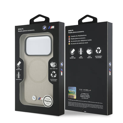 Apple iPhone 17 Pro Kılıf BMW Orjinal Lisanslı M-safe Şarj Özellikli Metal Logolu Delikli M Dizayn Deri Kapak Kırmızı