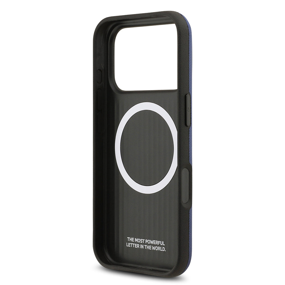 Apple iPhone 17 Pro Kılıf BMW Orjinal Lisanslı M-safe Şarj Özellikli Metal Logolu Delikli M Dizayn Deri Kapak Siyah