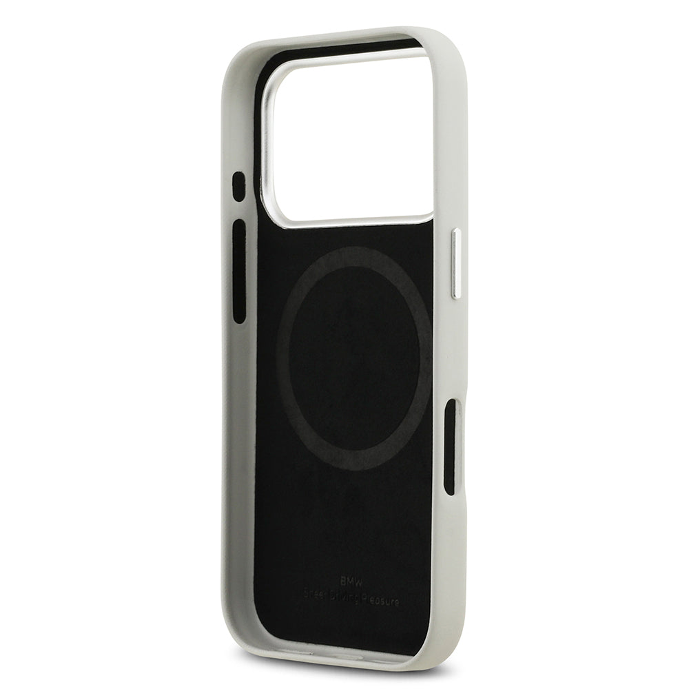 Apple iPhone 17 Pro Kılıf BMW Orjinal Lisanslı M-safe Şarj Özellikli Metal Logolu Tam Kaplama Deri Kapak Siyah