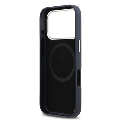 Apple iPhone 17 Pro Kılıf BMW Orjinal Lisanslı M-safe Şarj Özellikli Metal Logolu Tam Kaplama Deri Kapak Lacivert