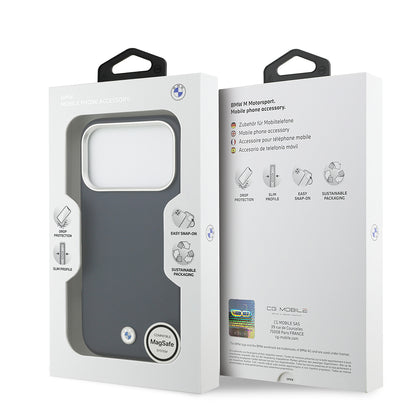 Apple iPhone 17 Pro Kılıf BMW Orjinal Lisanslı M-safe Şarj Özellikli Metal Logolu Tam Kaplama Deri Kapak Siyah