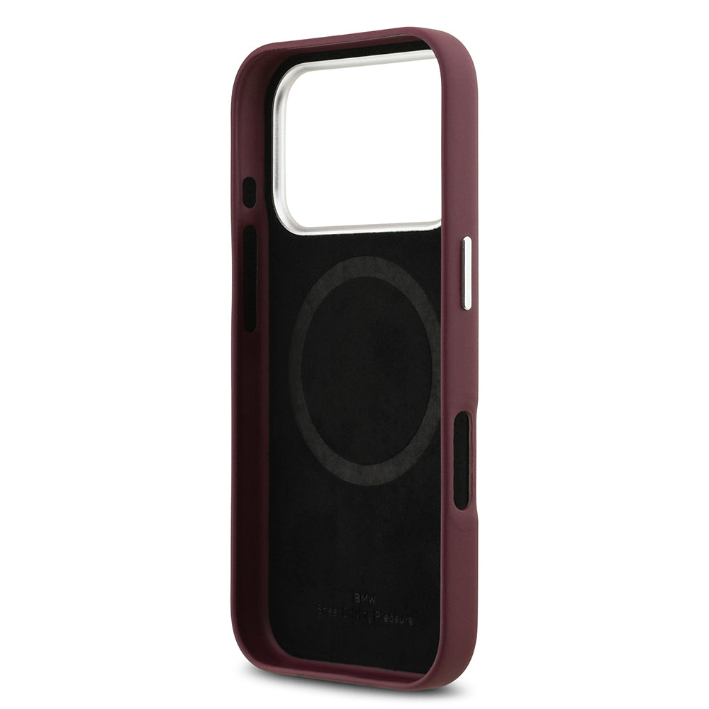 Apple iPhone 17 Pro Kılıf BMW Orjinal Lisanslı M-safe Şarj Özellikli Metal Logolu Tam Kaplama Deri Kapak Siyah