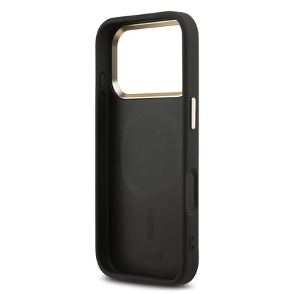 Apple iPhone 17 Pro Kılıf DKNY Orjinal Lisanslı M-safe Şarj Özellikli 3D Yazılı Checkered Pattern Kapak Siyah