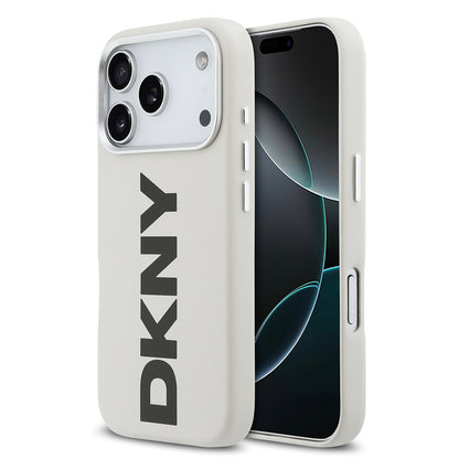Apple iPhone 17 Pro Kılıf DKNY Orjinal Lisanslı M-safe Şarj Özellikli PU Büyük Dikey Logolu Kapak