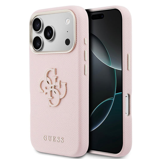 Apple iPhone 17 Pro Kılıf Guess Orjinal Lisanslı 4G Büyük Metal Kamera Çerçeveli PU Deri Resin Kapak