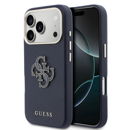 Apple iPhone 17 Pro Kılıf Guess Orjinal Lisanslı 4G Büyük Metal Kamera Çerçeveli PU Deri Resin Kapak