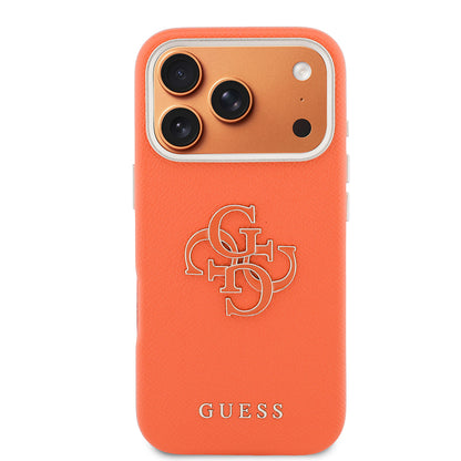 Apple iPhone 17 Pro Kılıf Guess Orjinal Lisanslı 4G Büyük Metal Kamera Çerçeveli PU Deri Resin Kapak