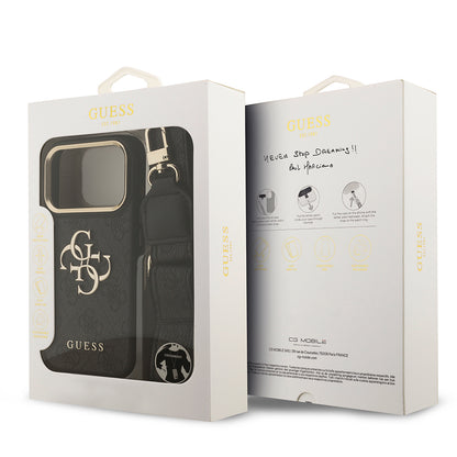Apple iPhone 17 Pro Kılıf Guess Orjinal Lisanslı 4G Büyük Metal Logolu Kalın Askılı Kapak Siyah