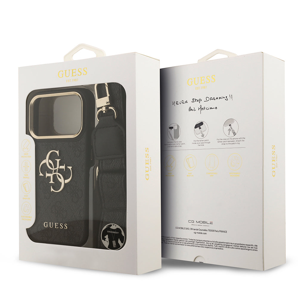 Apple iPhone 17 Pro Kılıf Guess Orjinal Lisanslı 4G Büyük Metal Logolu Kalın Askılı Kapak Pembe