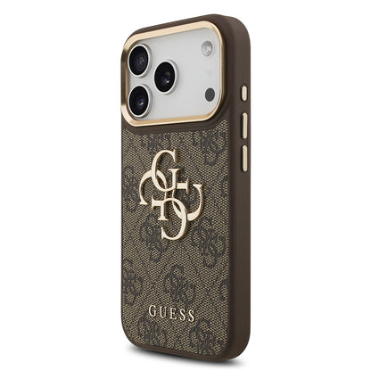 Apple iPhone 17 Pro Kılıf Guess Orjinal Lisanslı 4G Büyük Metal Logolu Kalın Askılı Kapak Kahverengi