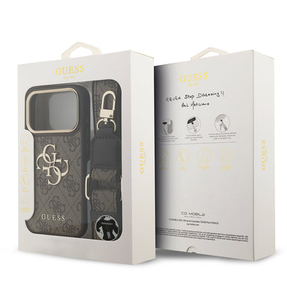 Apple iPhone 17 Pro Kılıf Guess Orjinal Lisanslı 4G Büyük Metal Logolu Kalın Askılı Kapak Siyah