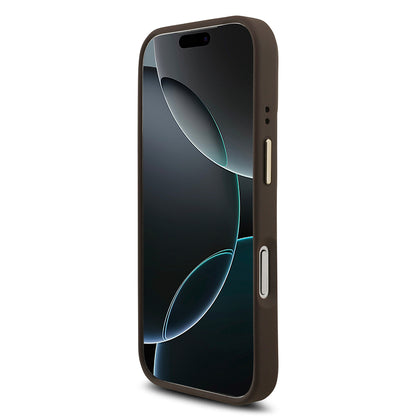 Apple iPhone 17 Pro Kılıf Guess Orjinal Lisanslı Gold Metal Kamera Çerçeveli 4G Desenli Metal Büyük 4G ve Yazı Logolu Kapak Pembe