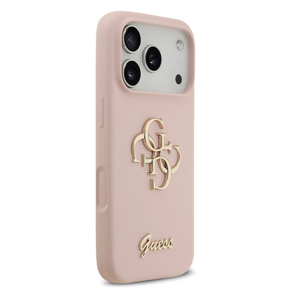 Apple iPhone 17 Pro Kılıf Guess Orjinal Lisanslı Grained Yazı Logolu Kapak Yeşil