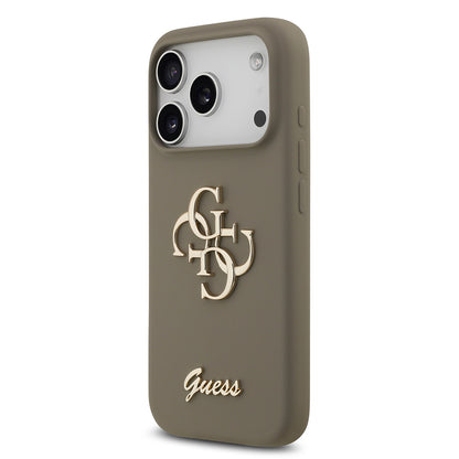 Apple iPhone 17 Pro Kılıf Guess Orjinal Lisanslı Grained Yazı Logolu Kapak Yeşil