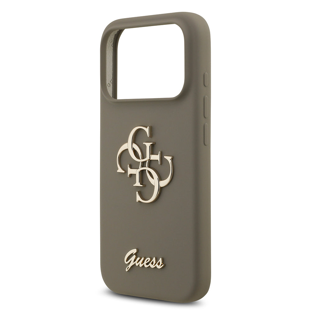 Apple iPhone 17 Pro Kılıf Guess Orjinal Lisanslı Grained Yazı Logolu Kapak Yeşil