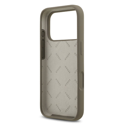 Apple iPhone 17 Pro Kılıf Guess Orjinal Lisanslı Grained Yazı Logolu Kapak Yeşil