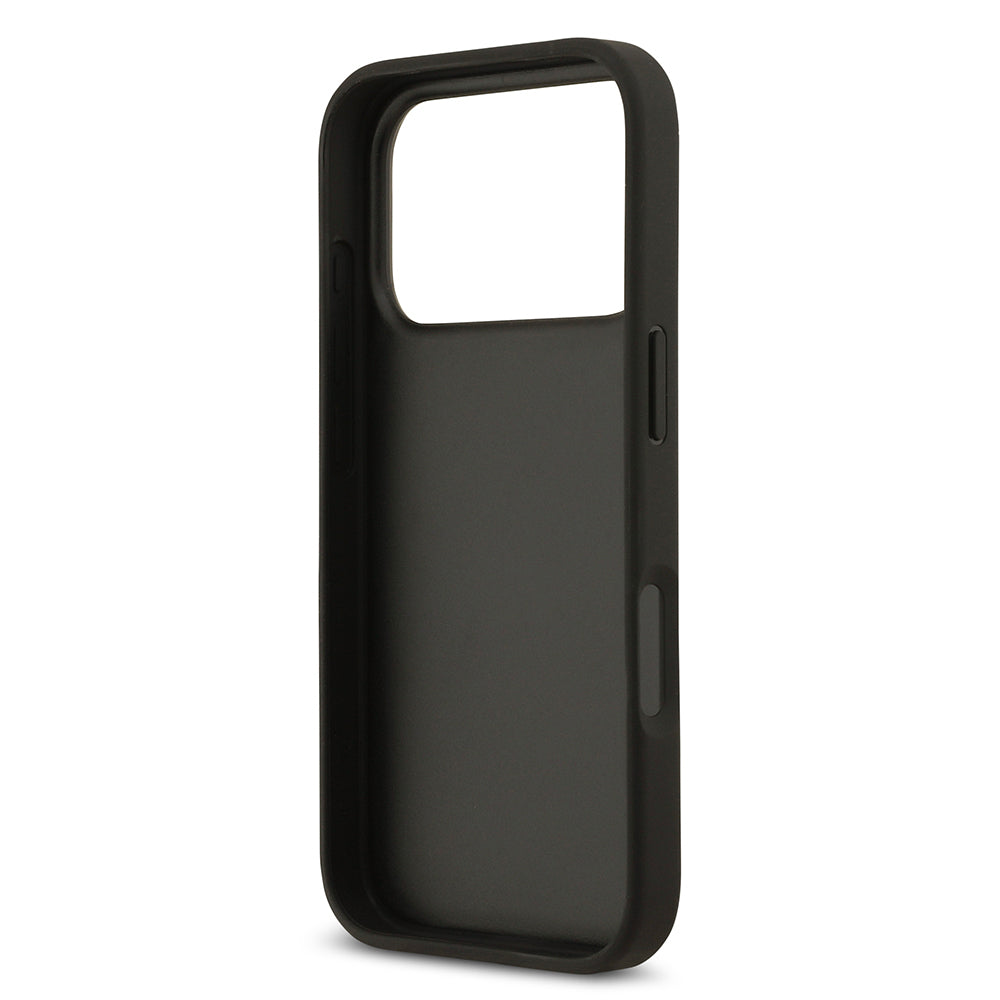 Apple iPhone 17 Pro Kılıf Guess Orjinal Lisanslı Gül Baskılı Büyük Metal Logo Dizaynlı Kapak Siyah