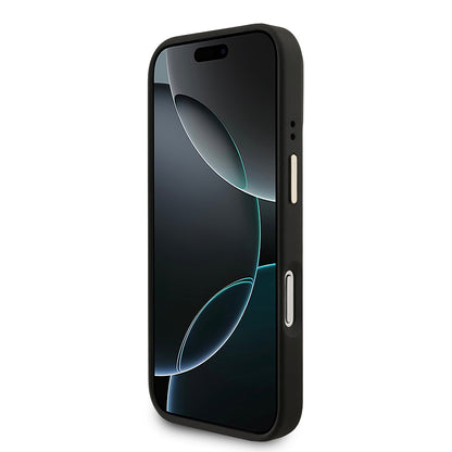 Apple iPhone 17 Pro Kılıf Guess Orjinal Lisanslı M-safe Şarj Özellikli Askılı ve 4G Logo Kartlıklı Kapak Siyah