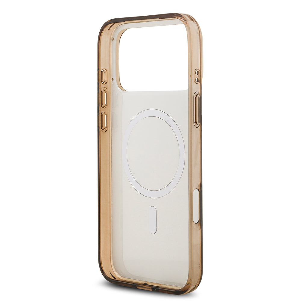 Apple iPhone 17 Pro Kılıf Guess Orjinal Lisanslı M-safe Şarj Özellikli IML Baskılı Klasik Logolu 4G Desenli Kapak Pembe