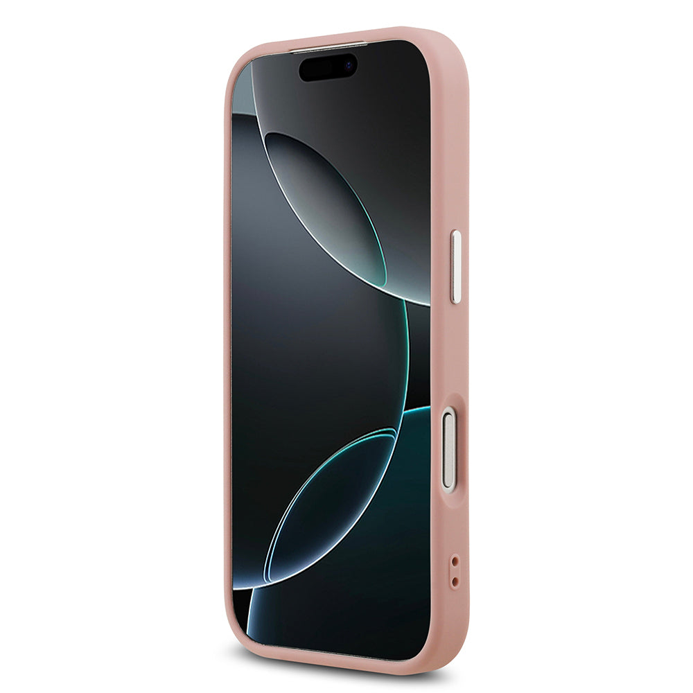 Apple iPhone 17 Pro Kılıf Guess Orjinal Lisanslı M-safe Şarj Özellikli Metal Kamera Çerçeveli Üçgen Logolu Glitter Kapak Siyah