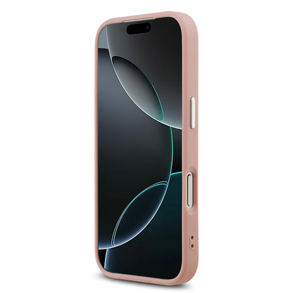 Apple iPhone 17 Pro Kılıf Guess Orjinal Lisanslı M-safe Şarj Özellikli Metal Kamera Çerçeveli Üçgen Logolu Glitter Kapak Siyah