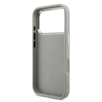 Apple iPhone 17 Pro Kılıf Guess Orjinal Lisanslı M-safe Şarj Özellikli Metal Kamera Çerçeveli Üçgen Logolu Glitter Kapak Gold