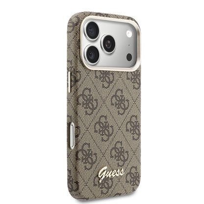 Apple iPhone 17 Pro Kılıf Guess Orjinal Lisanslı M-safe Şarj Özellikli Script Yazı Logolu 4G Desenli Kapak