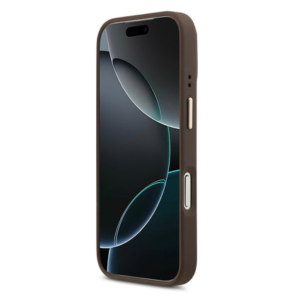 Apple iPhone 17 Pro Kılıf Guess Orjinal Lisanslı M-safe Şarj Özellikli Sıcak Baskılı Yazı Logolu PU Deri Peony Kapak Siyah