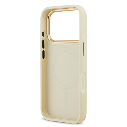 Apple iPhone 17 Pro Kılıf Guess Orjinal Lisanslı M-safe Şarj Özellikli Sıcak Baskılı Yazı Logolu PU Deri Peony Kapak Pembe