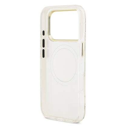 Apple iPhone 17 Pro Kılıf Guess Orjinal Lisanslı M-safe Şarj Özellikli Simli Çiçek Desenli Metal Kamera Çerçeveli Üçgen Logolu Kapak Siyah