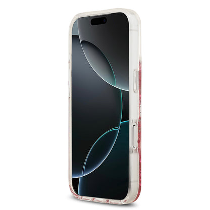 Apple iPhone 17 Pro Kılıf Guess Orjinal Lisanslı M-safe Şarj Özellikli Transparan Resin Bottom Kapak Pembe