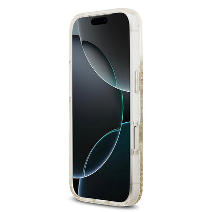 Apple iPhone 17 Pro Kılıf Guess Orjinal Lisanslı M-safe Şarj Özellikli Transparan Resin Bottom Kapak Gold