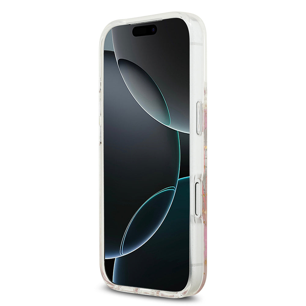 Apple iPhone 17 Pro Kılıf Guess Orjinal Lisanslı M-safe Şarj Özellikli Transparan Resin Flowers Kapak Mor