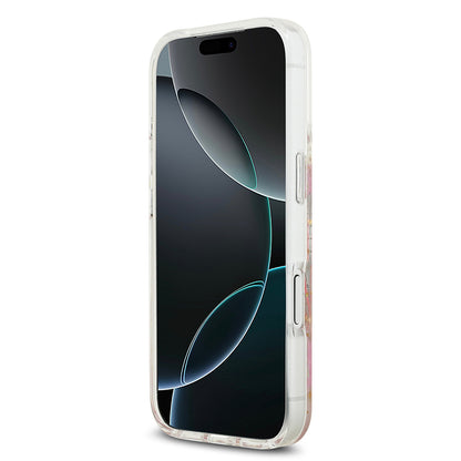 Apple iPhone 17 Pro Kılıf Guess Orjinal Lisanslı M-safe Şarj Özellikli Transparan Resin Flowers Kapak Mor