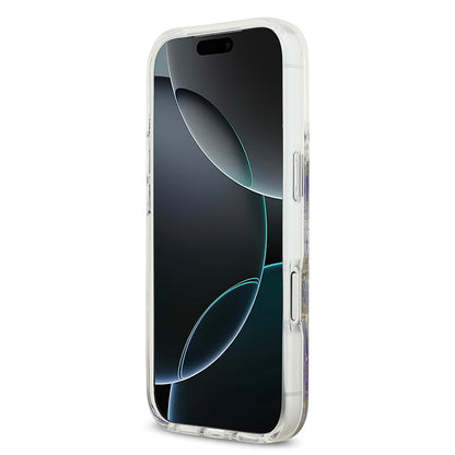 Apple iPhone 17 Pro Kılıf Guess Orjinal Lisanslı M-safe Şarj Özellikli Transparan Resin Flowers Kapak Pembe