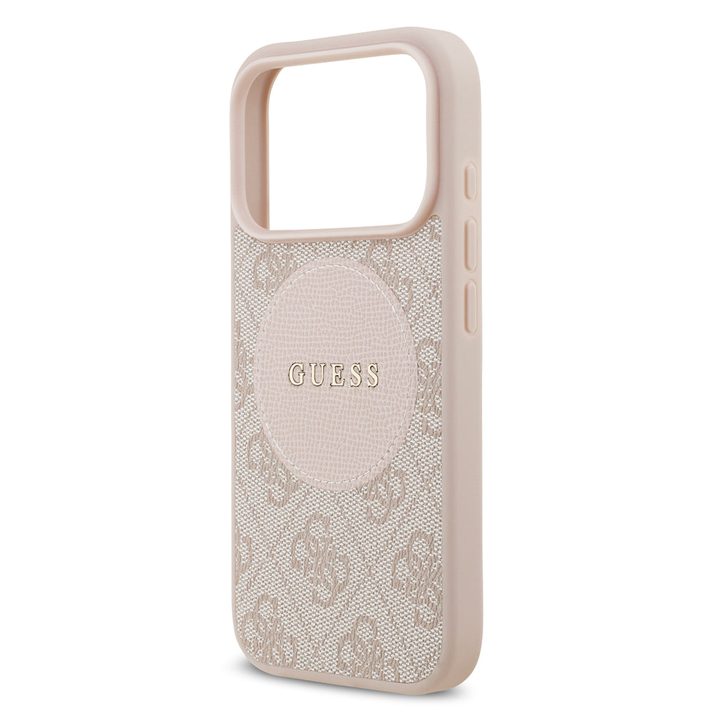 Apple iPhone 17 Pro Kılıf Guess Orjinal Lisanslı M-safe Şarj Özellikli Yazı Logolu Circle Classic Kapak  Siyah