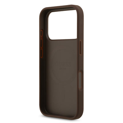 Apple iPhone 17 Pro Kılıf Guess Orjinal Lisanslı M-safe Şarj Özellikli Yazı Logolu Circle Classic Kapak  Siyah