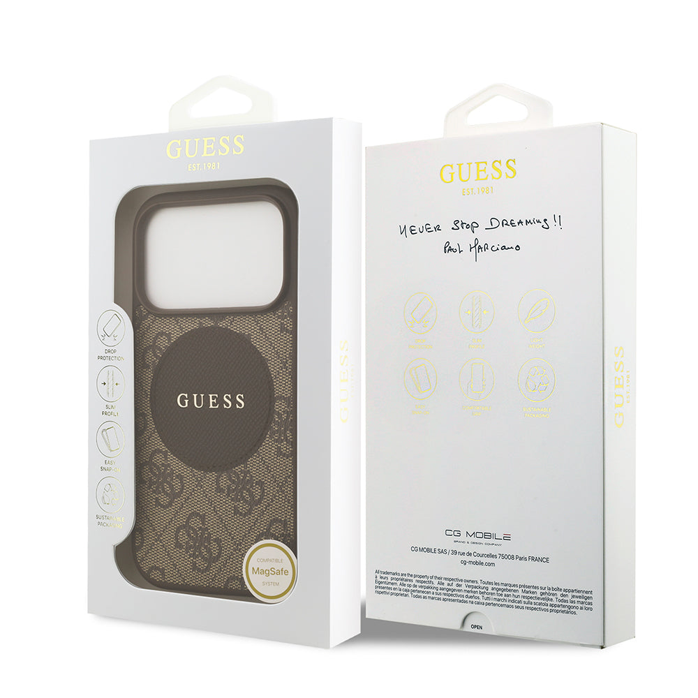 Apple iPhone 17 Pro Kılıf Guess Orjinal Lisanslı M-safe Şarj Özellikli Yazı Logolu Circle Classic Kapak  Siyah