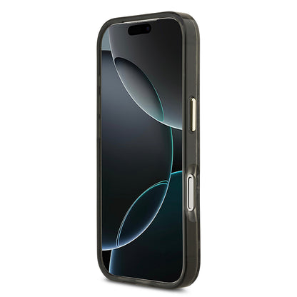 Apple iPhone 17 Pro Kılıf Guess Orjinal Lisanslı M-safe Şarj Özellikli Yazı Logolu Python Desenli Kapak Kahverengi