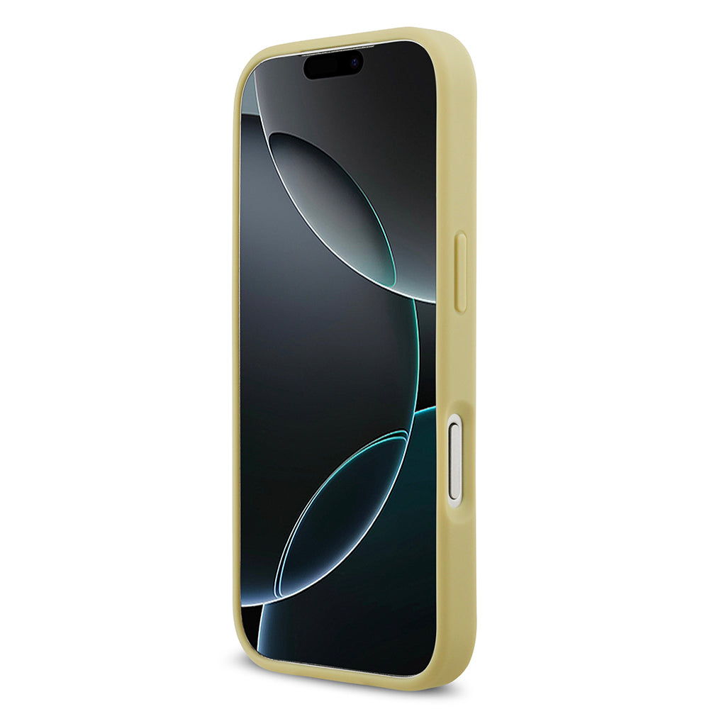 Apple iPhone 17 Pro Kılıf Guess Orjinal Lisanslı Taşlı Arka Yüzey Üçgen Logolu Kapak Pembe