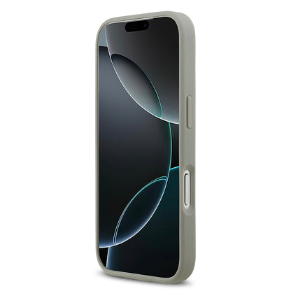 Apple iPhone 17 Pro Kılıf Guess Orjinal Lisanslı Taşlı Arka Yüzey Üçgen Logolu Kapak Gümüş