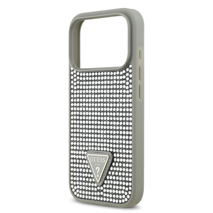 Apple iPhone 17 Pro Kılıf Guess Orjinal Lisanslı Taşlı Arka Yüzey Üçgen Logolu Kapak Pembe