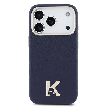 Apple iPhone 17 Pro Kılıf Karl Lagerfeld Orjinal Lisanslı M-safe Şarj Özellikli Gold Kamera Çerçeveli KHEAD Metal Logolu PU Deri Kapak