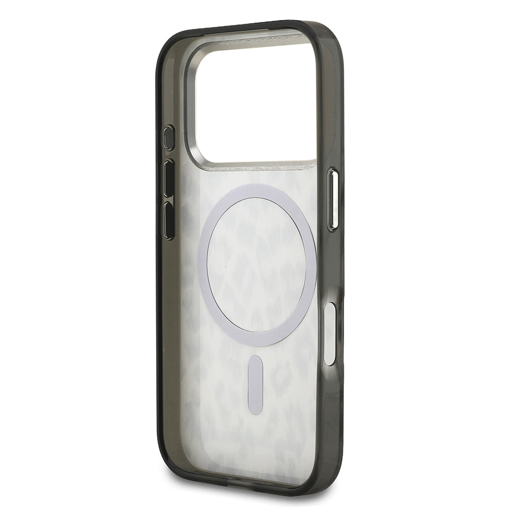 Apple iPhone 17 Pro Kılıf Karl Lagerfeld Orjinal Lisanslı M-safe Şarj Özellikli IML Leopar Baskılı Kapak Siyah