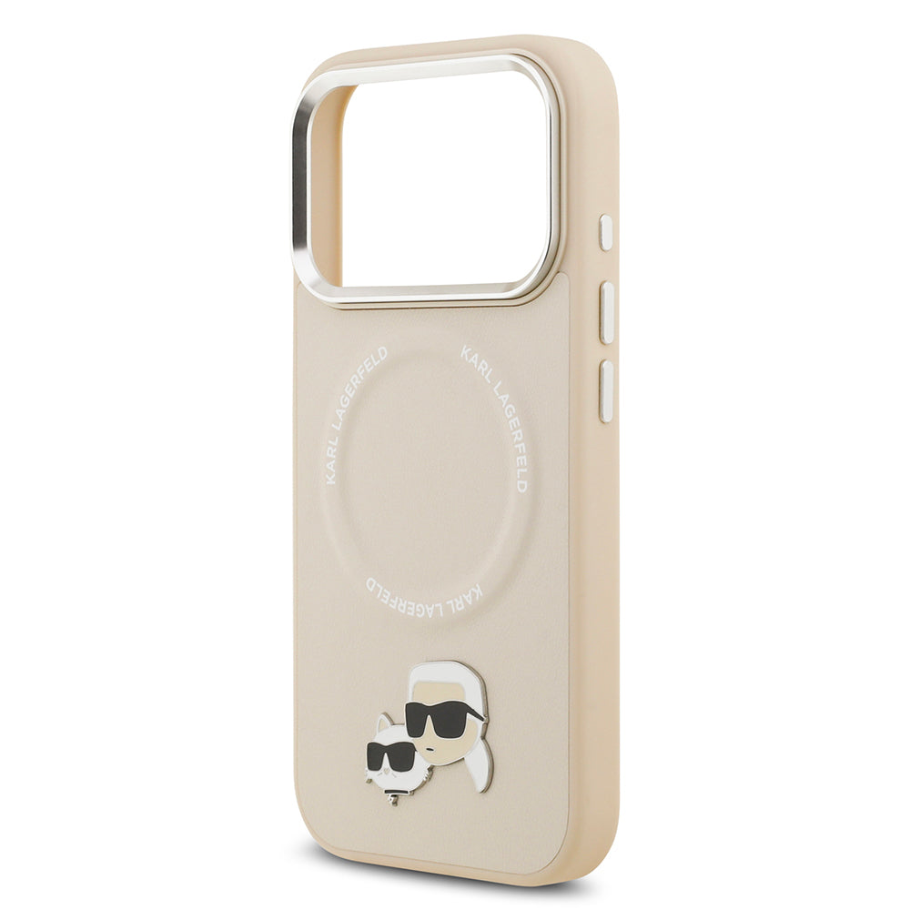 Apple iPhone 17 Pro Kılıf Karl Lagerfeld Orjinal Lisanslı M-safe Şarj Özellikli Metal Kamera ve Buton Tasarımlı K&C PU Deri Kapak Siyah