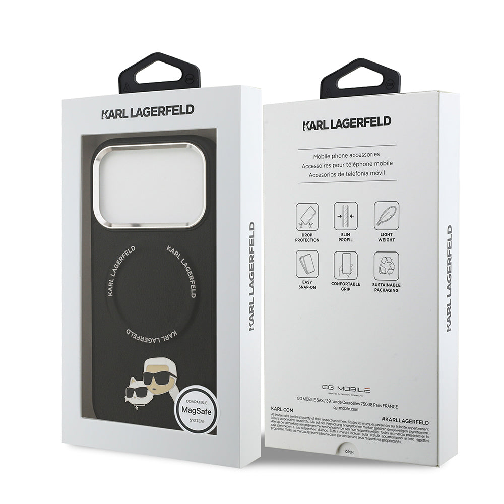 Apple iPhone 17 Pro Kılıf Karl Lagerfeld Orjinal Lisanslı M-safe Şarj Özellikli Metal Kamera ve Buton Tasarımlı K&C PU Deri Kapak Bej