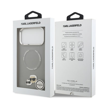 Apple iPhone 17 Pro Kılıf Karl Lagerfeld Orjinal Lisanslı M-safe Şarj Özellikli Metal Kamera ve Buton Tasarımlı K&C PU Deri Kapak Siyah